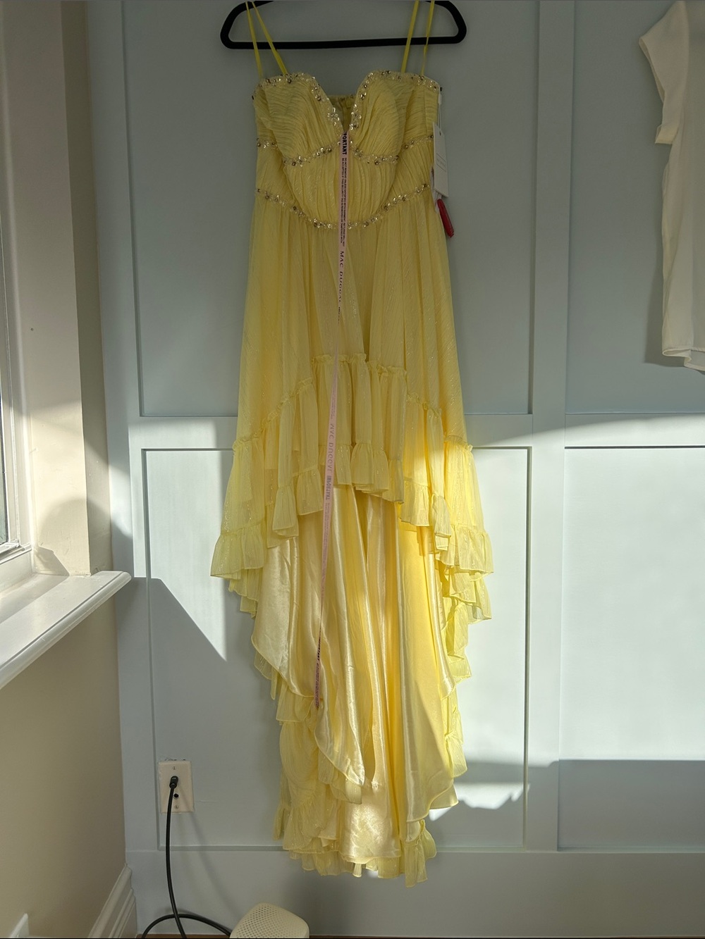 Mac Duggal Lemon Gown with Sparkling Accents - Picture 8 of 11